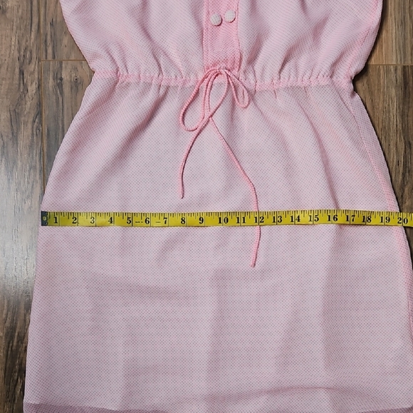 Roxy Pink & White Sleeveless Faux Retro Button-Front Dress L - Picture 11 of 14